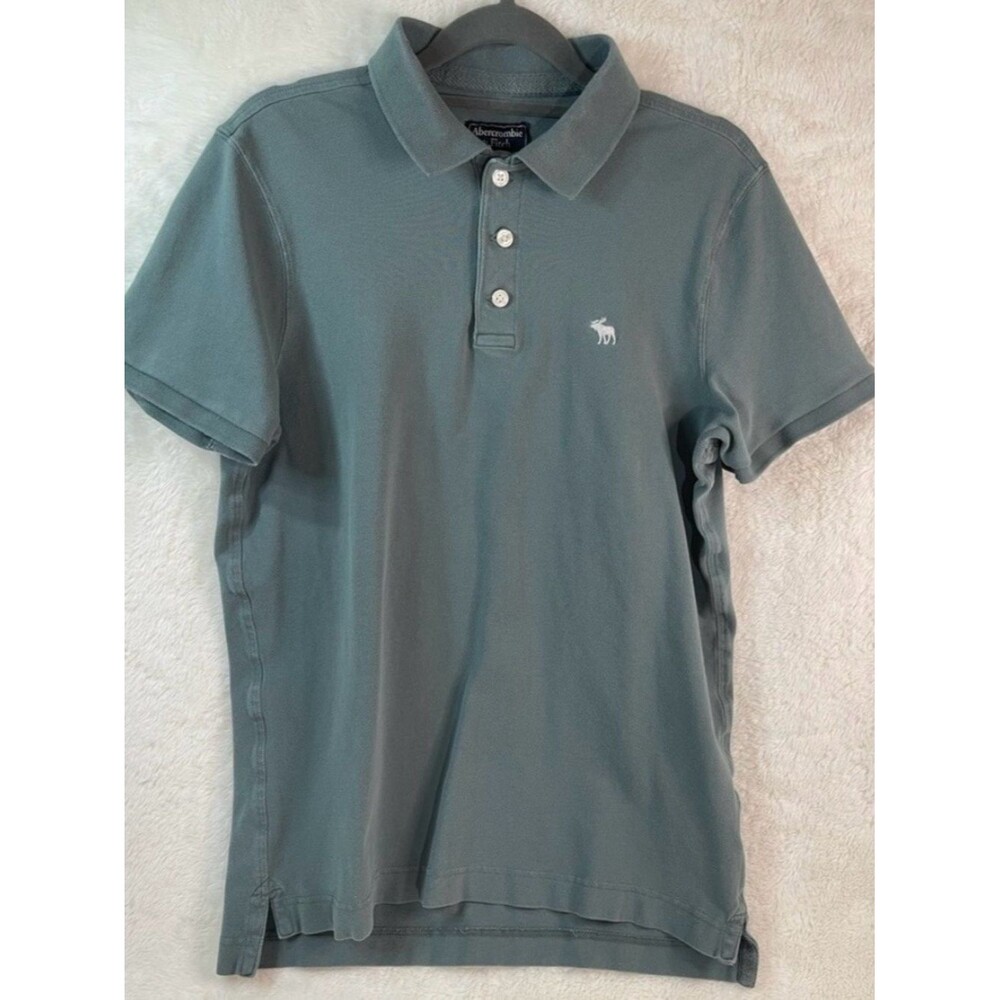 Abercrombie & Fitch Green Polo Shirt Men’s Size M Classic Logo Cotton Casual